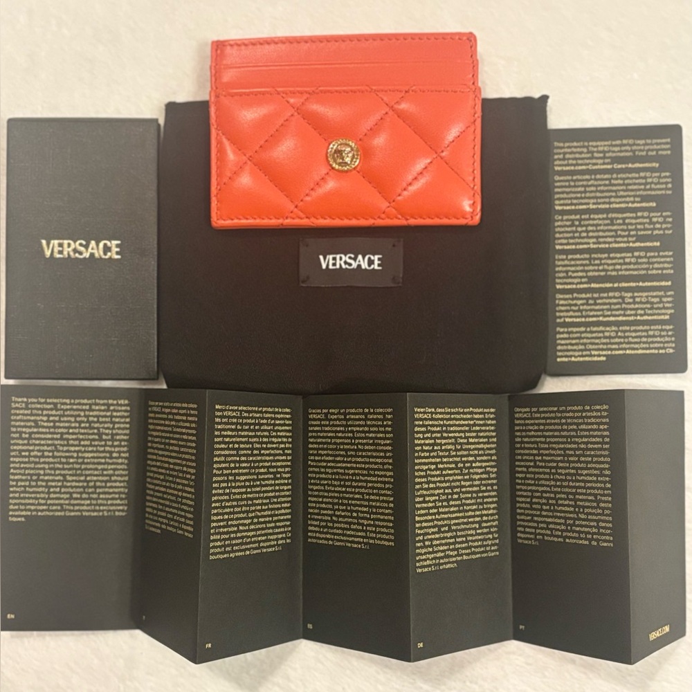 Versace Card Holder NWT authentic coral - Picture 1 of 10